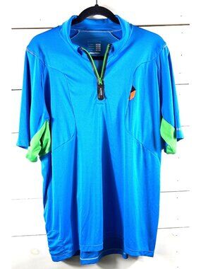 Shimano Mens Cycling Jersey XXL Blue Green Moisture-Wicking Half Zip Ventilated